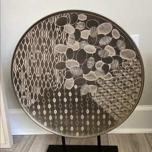 Bronze metal Abstract Circular Art Decor w stand